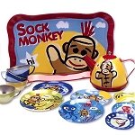Sock Monkey Tin Tea Set
